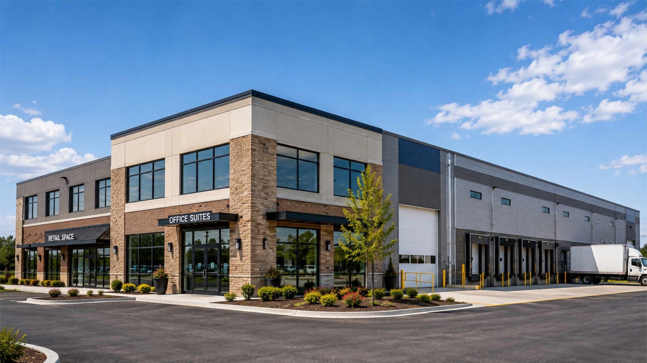Commercial business property representing building and business property insurance.