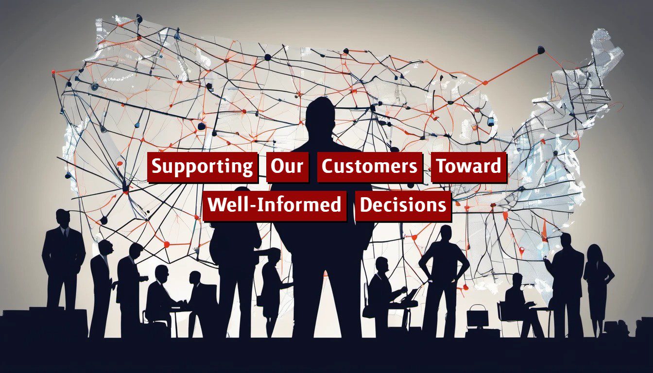 Silhouettes of business professionals networking in front of a digital world map network.