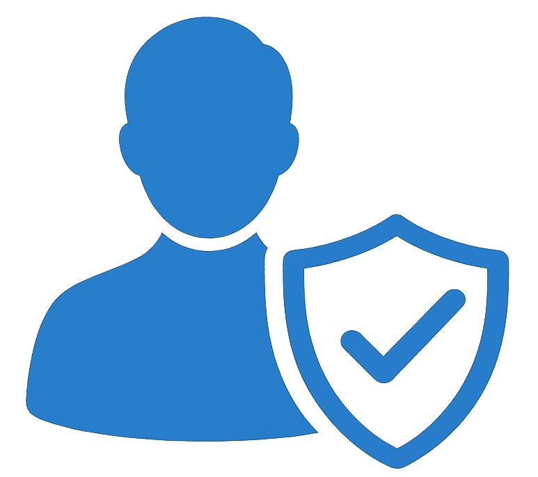 Personal insurance icon with shield representing individual insurance protection and coverage