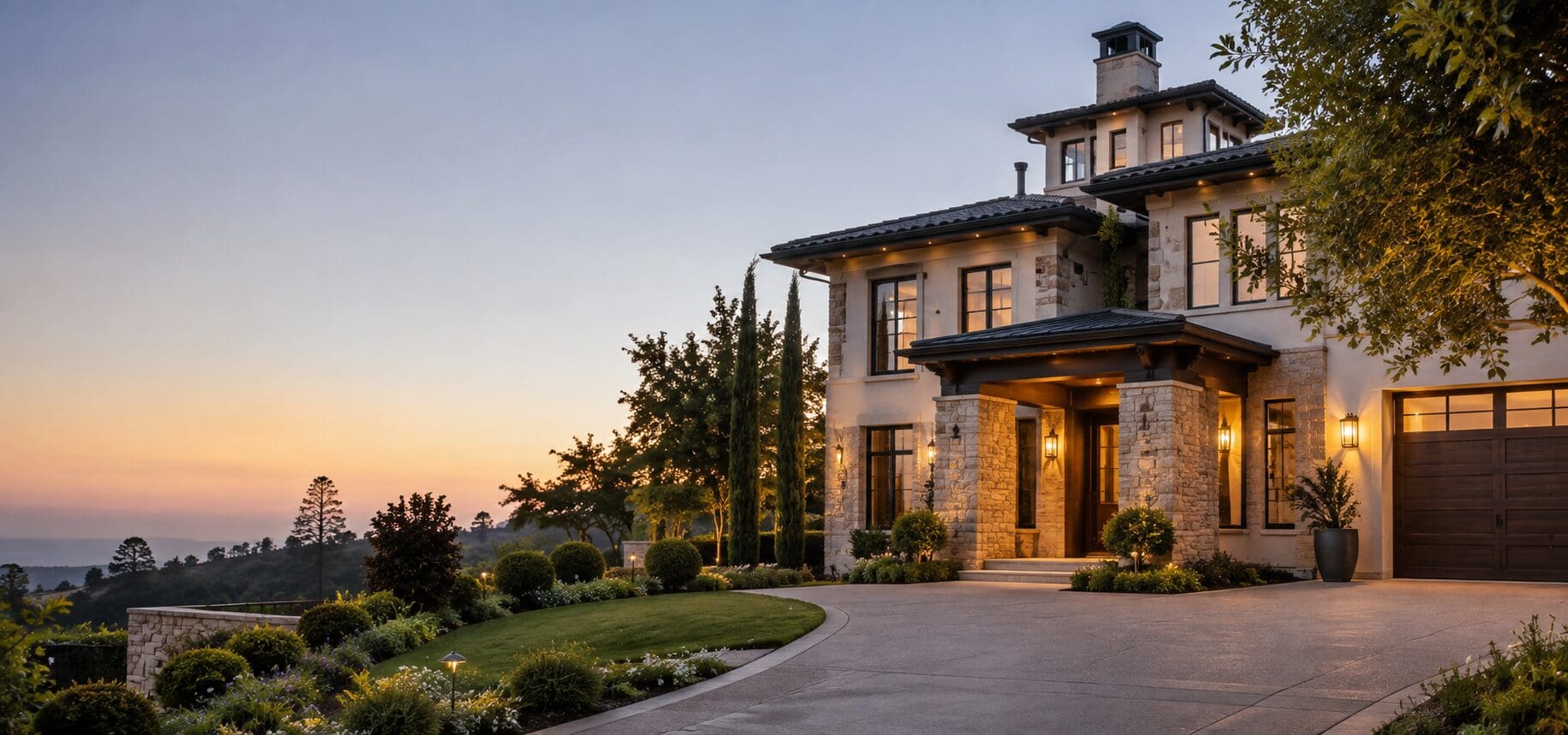 Architecturally distinctive custom residence representing high value home insurance needs.